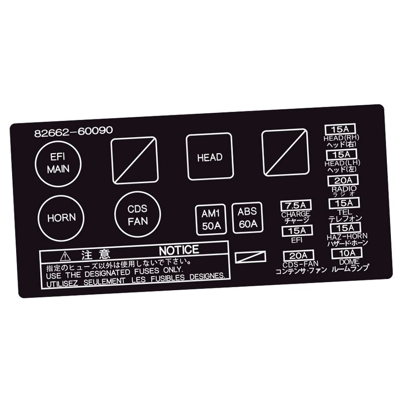 FUSE BOX LID OVERLAY : LEXUS LX-450 (82662-60090)