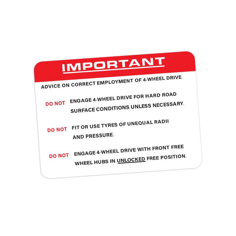 4WD EMPLOYMENT ADVICE DECAL : 40-SERIES LAND CRUISER
