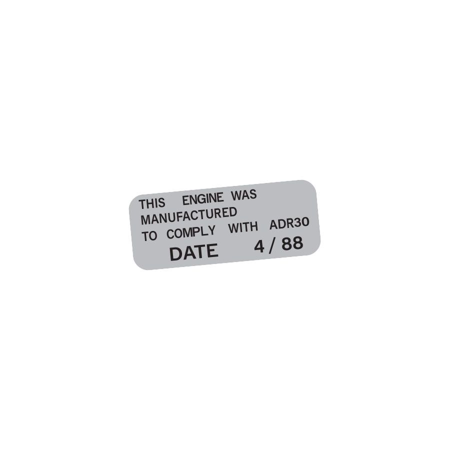 VEHICLE ADR REGULATION COMPLIANCE DECAL : 60-SERIES TOYOTA LANDCRUISER (12H) (4/88)