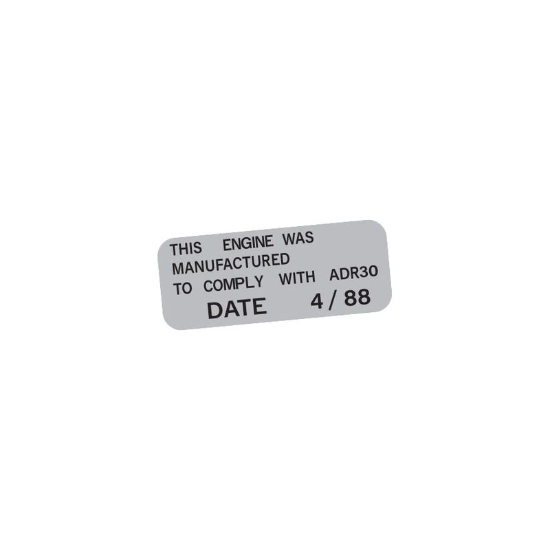 VEHICLE ADR REGULATION COMPLIANCE DECAL : 60-SERIES TOYOTA LANDCRUISER (12H) (4/88)
