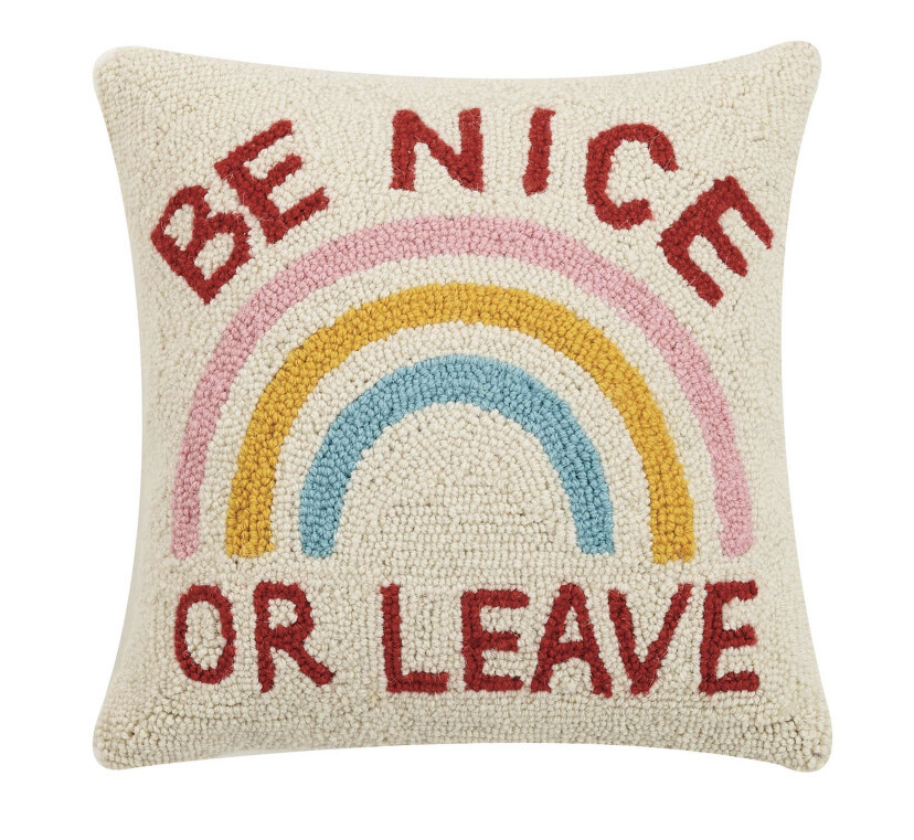 Be nice or leave hook pillow 