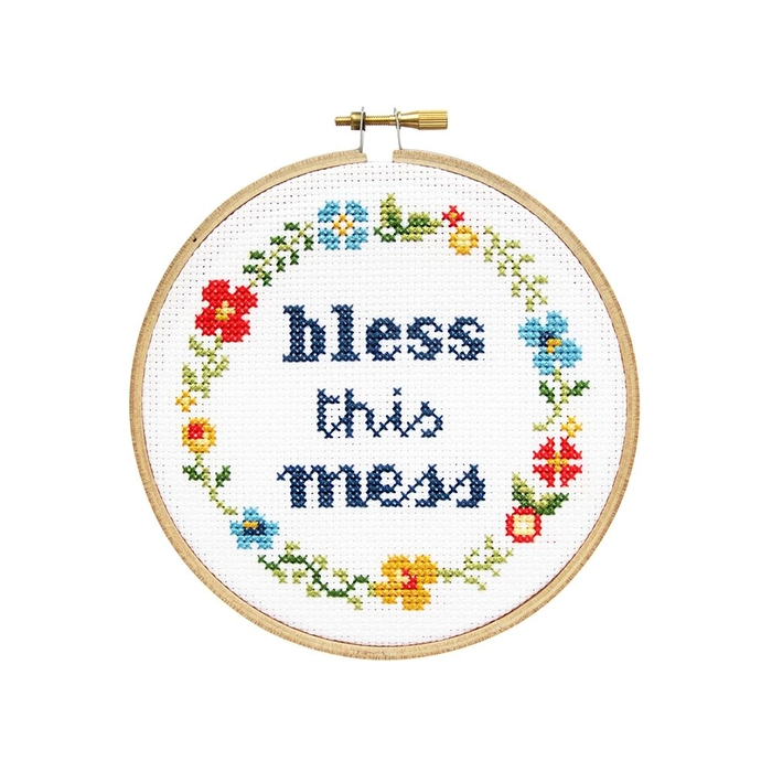 Bless this mess cross stitch kit