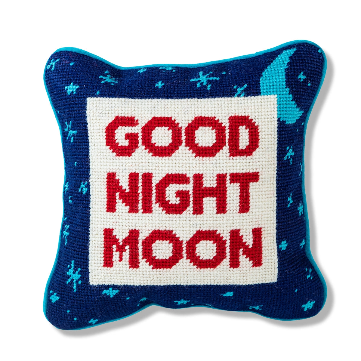 Goodnight moon needlepoint pillow