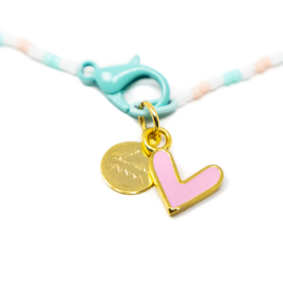 "Thinking of You" pink heart charm necklace
