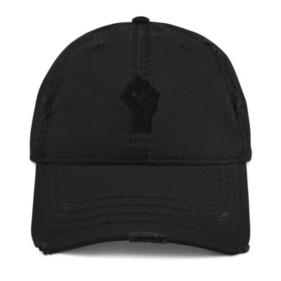 Black Fist Distressed Dad Hat