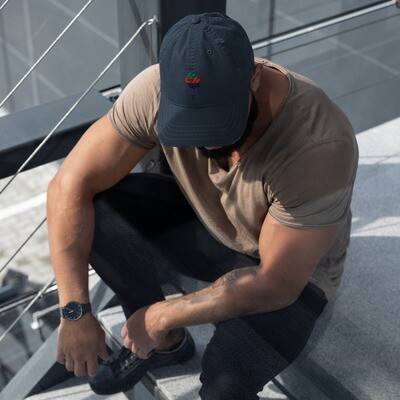 Multicolor Fist of Power Distressed Dad Hat