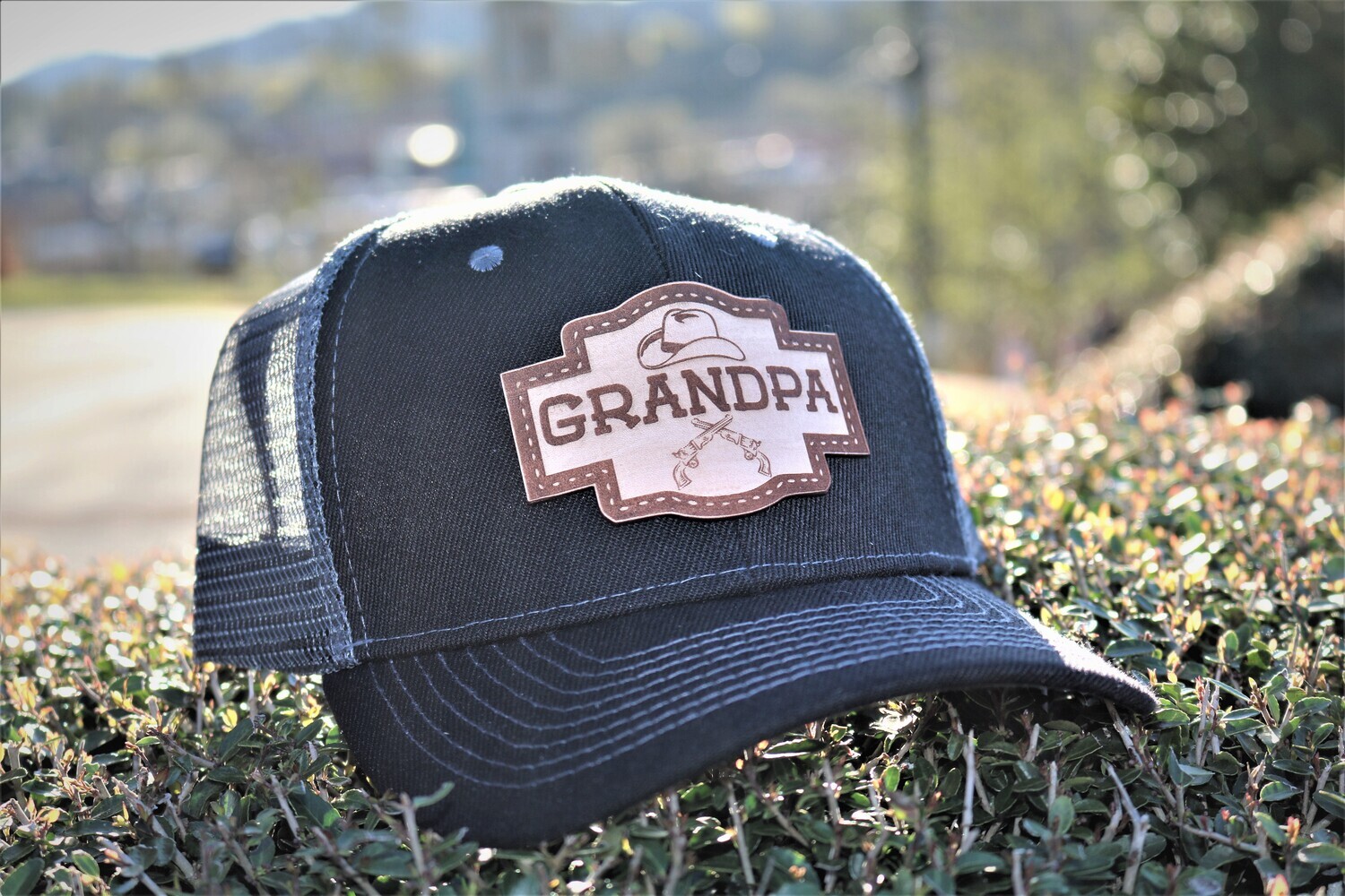 Grandpa Leather Patch Hat