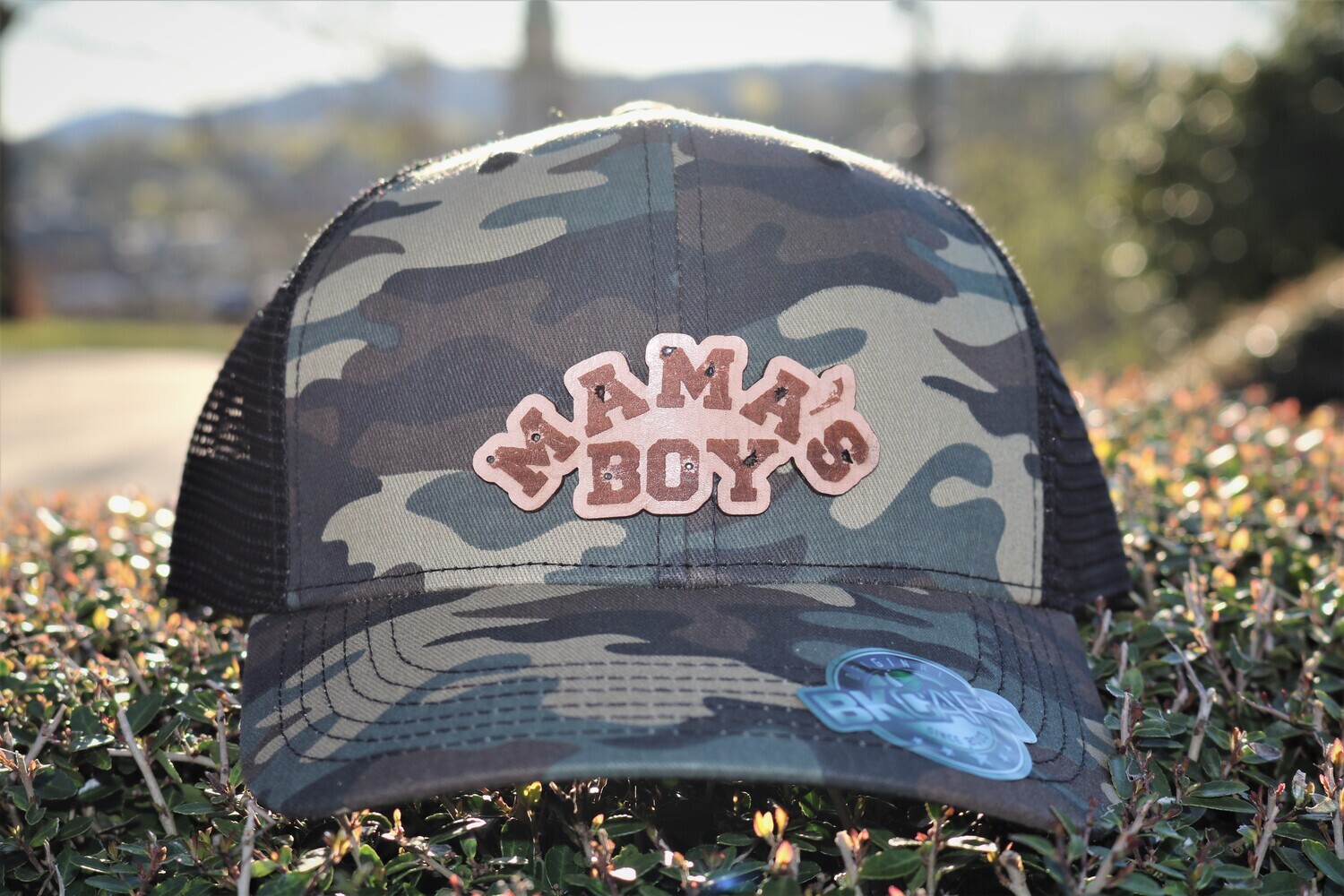 Mama&#39;s Boy Leather Patch Hat
