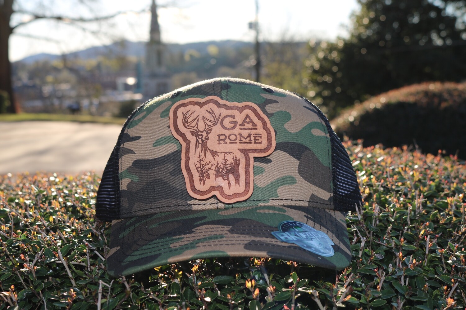 Outdoor Deer Rome Georgia Leather Patch Hat