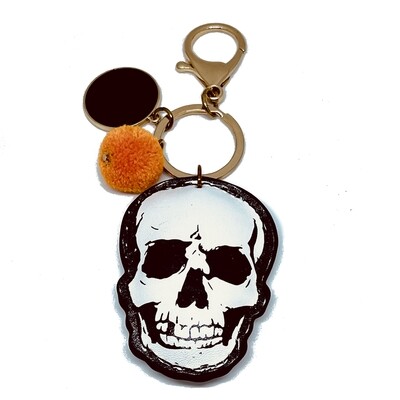 Skull Pom Keychain