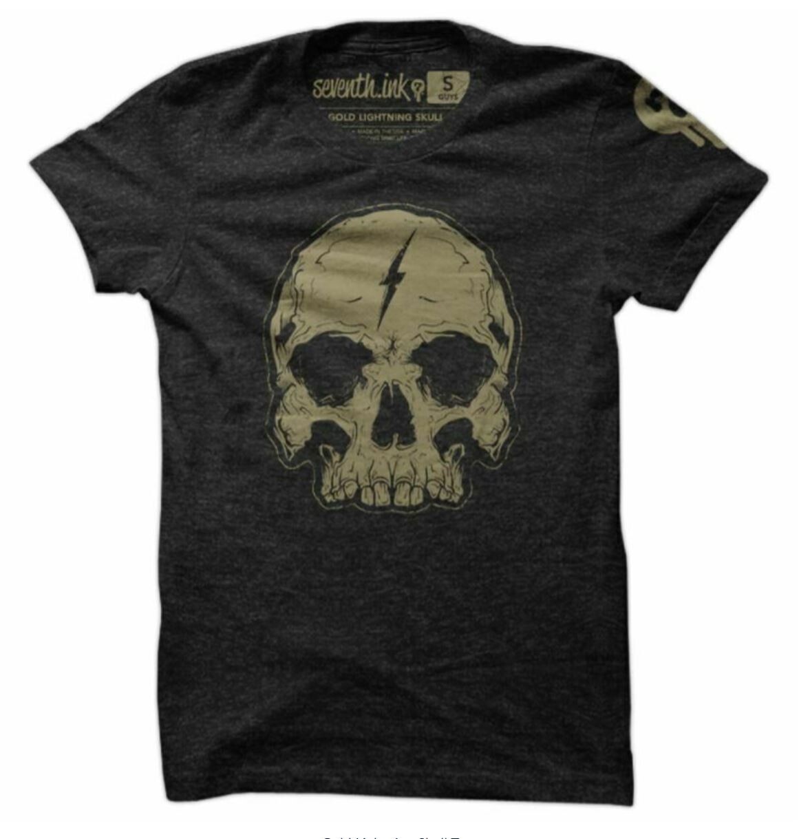 Gold Lightning Skull Tee