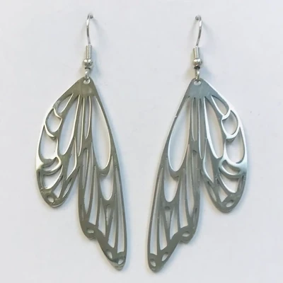 Silver Butterfly Wing Earrings
