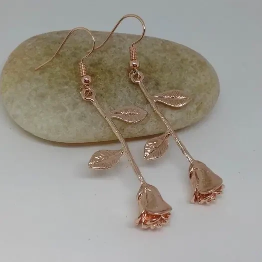 Rose Gold Rose Earrings