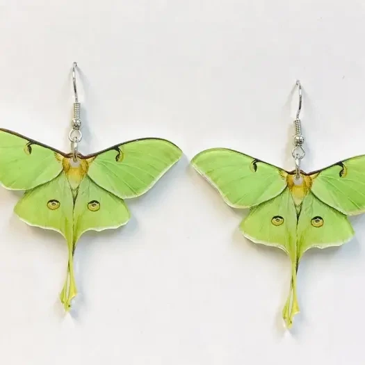 Green Luna Moth Earrings