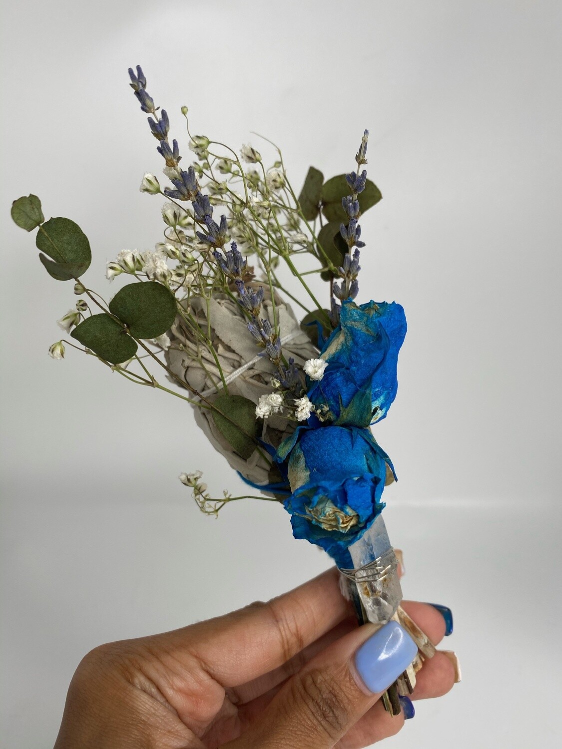 Winter Blues Floral Smudge Stick