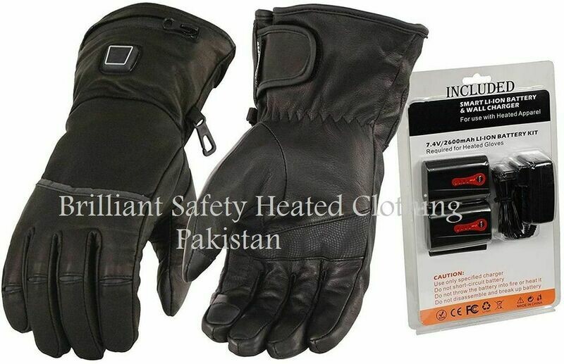 DUAL COW LEATHER GANTLET HEATED GLOVES