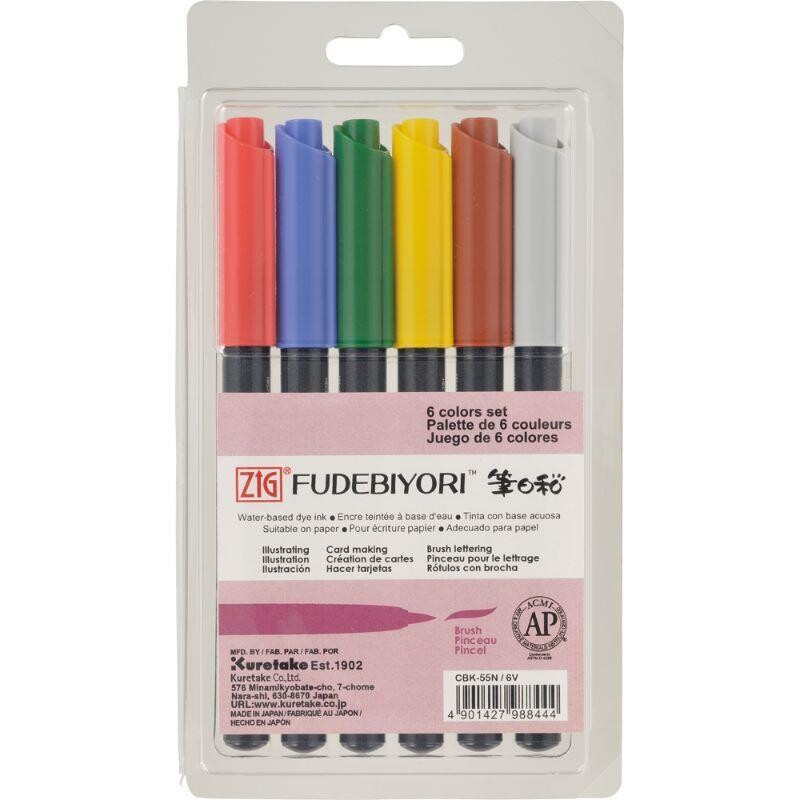 Rotuladores Kuretake punta pincel 6 colores