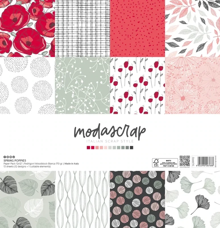 Spring Poppies - Pack 12x12"