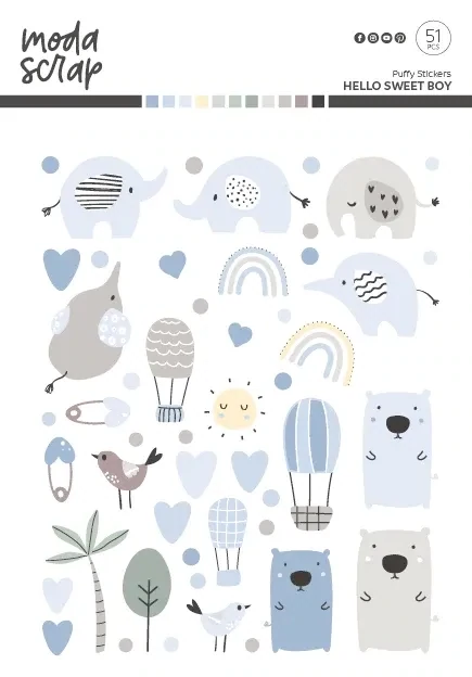 Hello Sweet Boy - Puffy Stickers