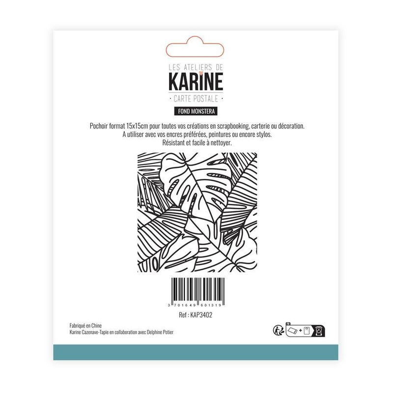 Carte Postale  - Stencil Fond Monstera