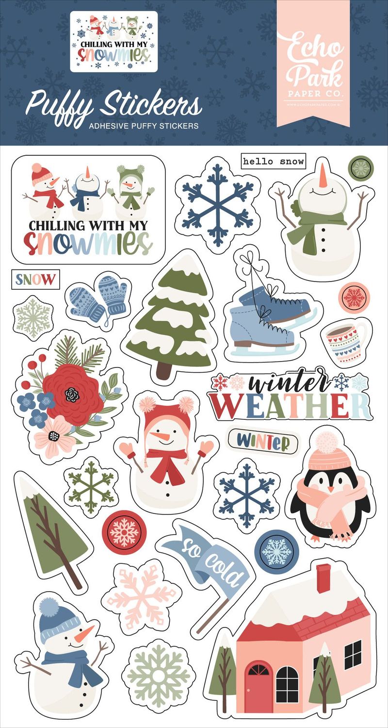 Chilling with my snowmies - Puffy Stickers
