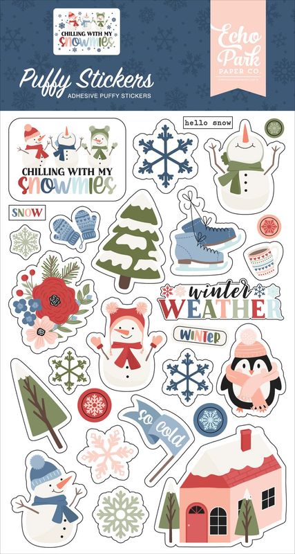 Chilling with my snowmies - Puffy Stickers