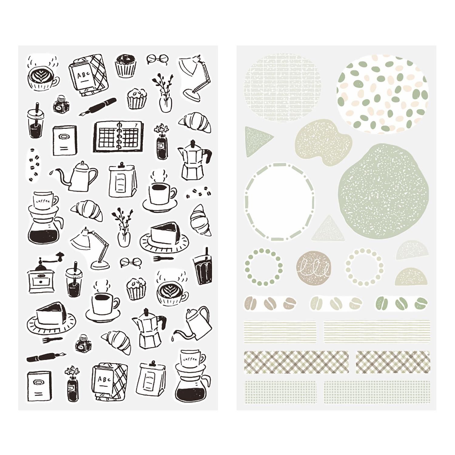 Midori - Stickers Two Sheets Monotone Café