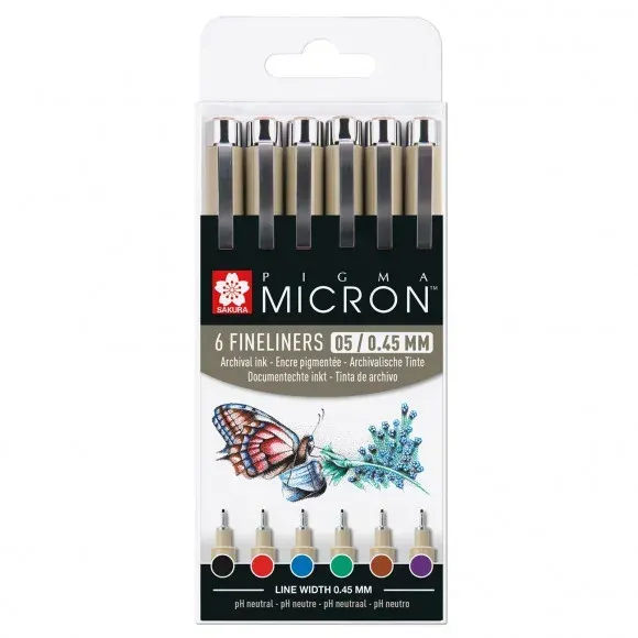 Pigma Micron 6 colores 0,45mm