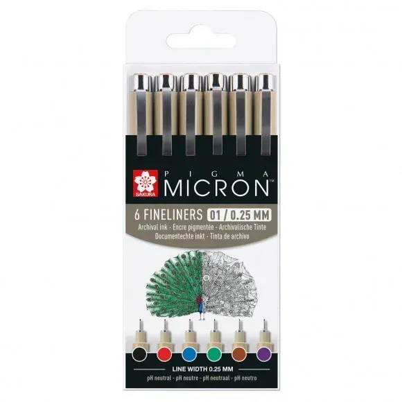 Pigma Micron 6 colores 0,25mm