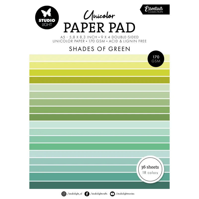 Paper pad  - Unicolor Shades of Green