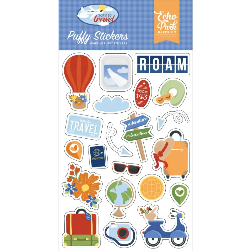 Born to travel - Pegatinas Puffy