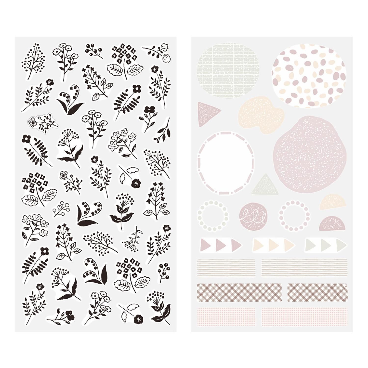 Midori - Stickers Two Sheets Monotone Flower