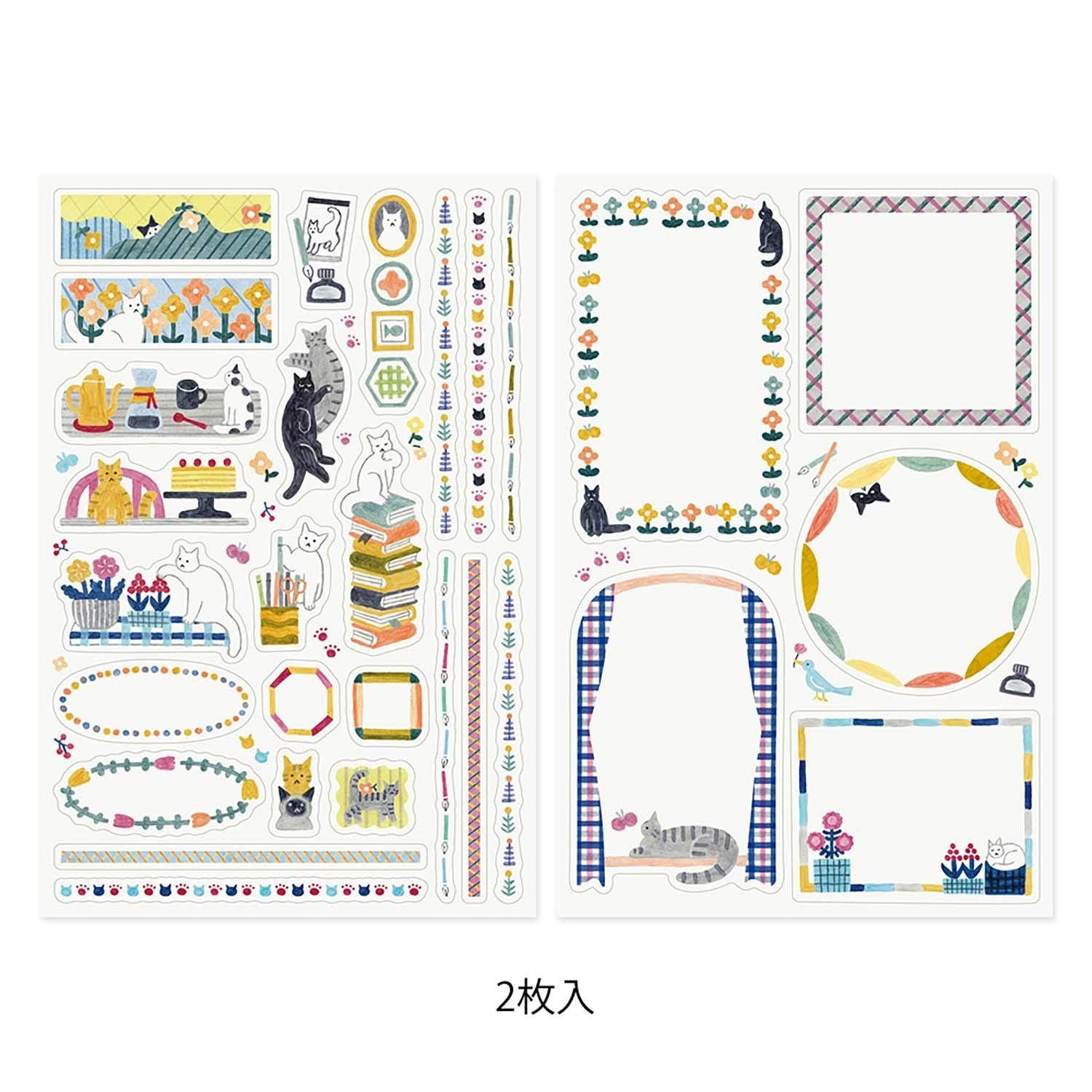 Midori - Yuru Log Sticker 2 Sheets Cat
