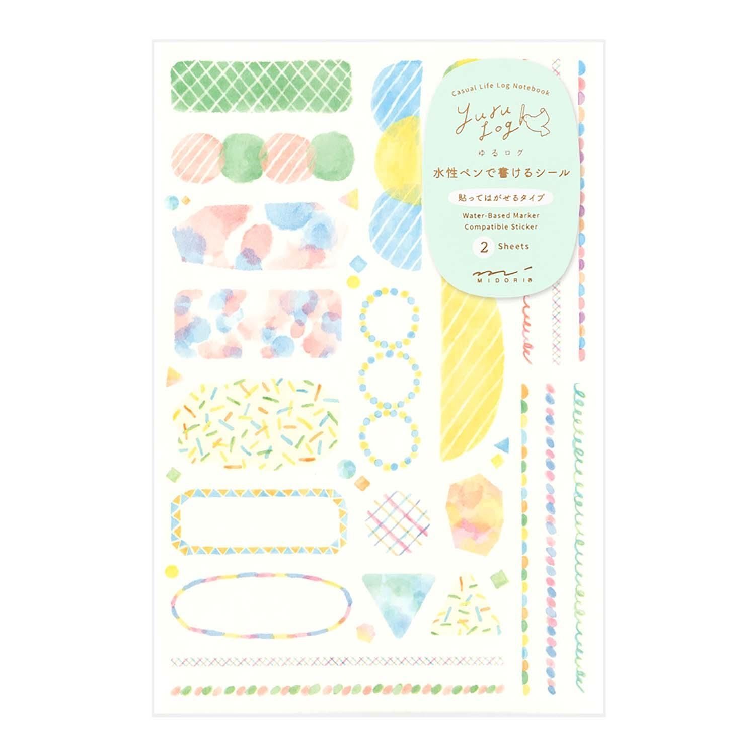Midori - Yuru Log Sticker 2 Sheets Watercolor Midori - Yuru Log Sticker 2 Sheets Watercolor