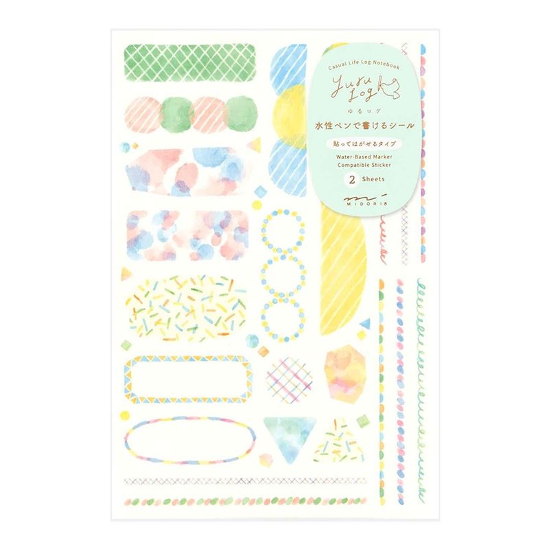 Midori - Yuru Log Sticker 2 Sheets Watercolor