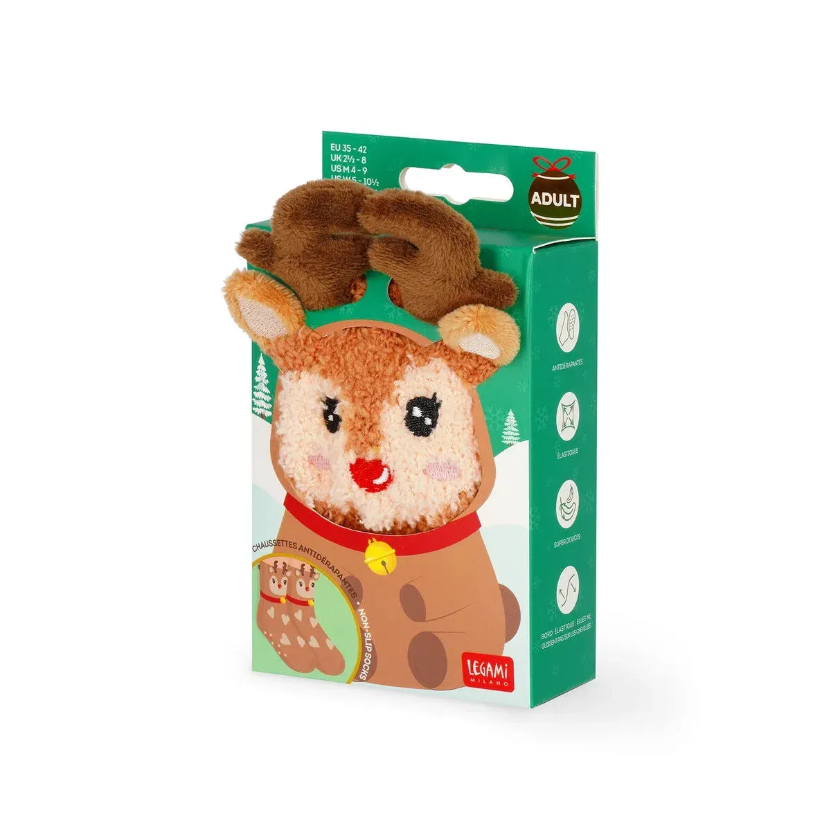 Legami - Calcetines antideslizantes  Reindeer - Talla Adulto Legami - Calcetines antideslizantes  Reindeer - Talla Adulto