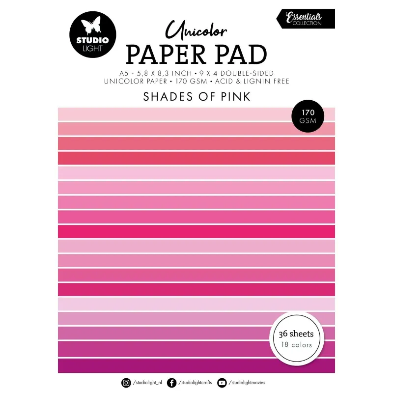 Paper pad  - Unicolor Shades of Pink