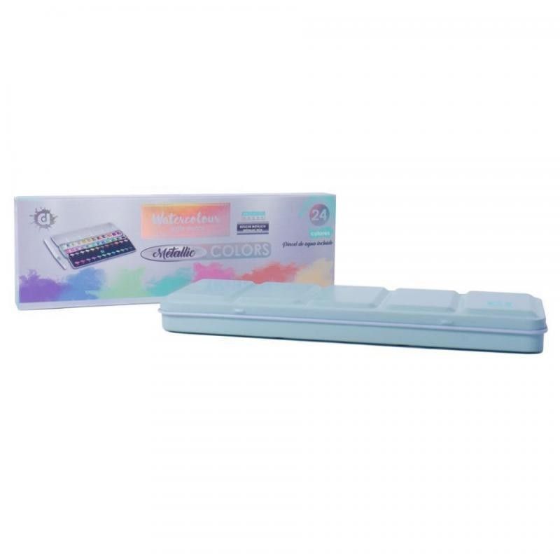 Acuarelas Metallic Colors con estuche métalico