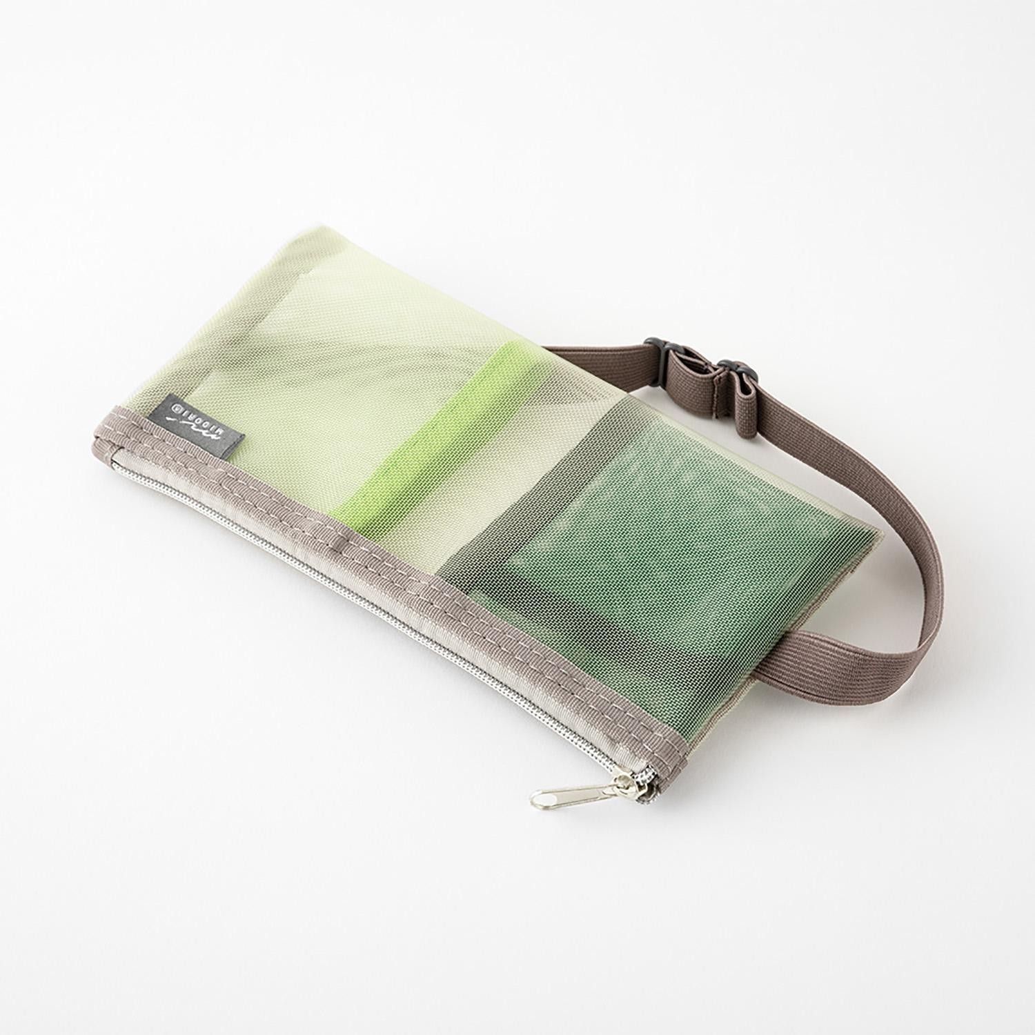 Midori - Book Band Pen Case for B6/A5 Mesh Green