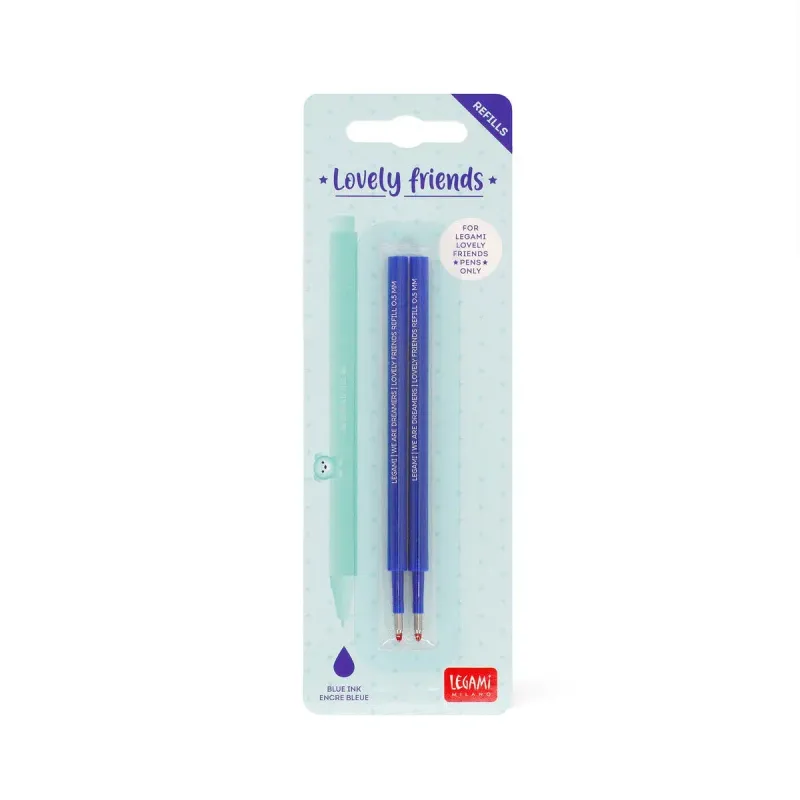 Legami - Recambios tinta bolígrafos gel Lovely Friends - Azul