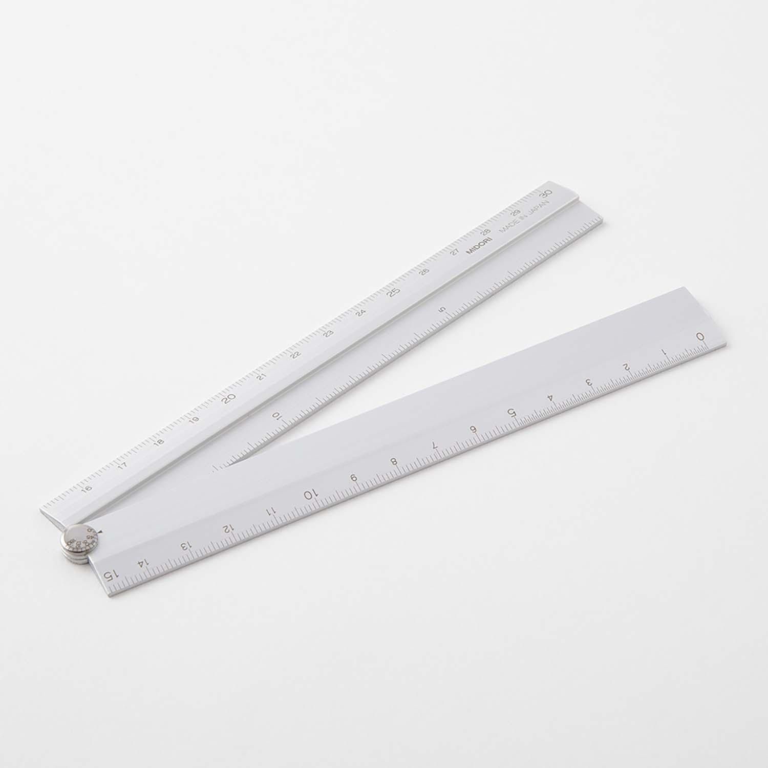 Midori-Regla plegable de aluminio (30 cm) plateada A