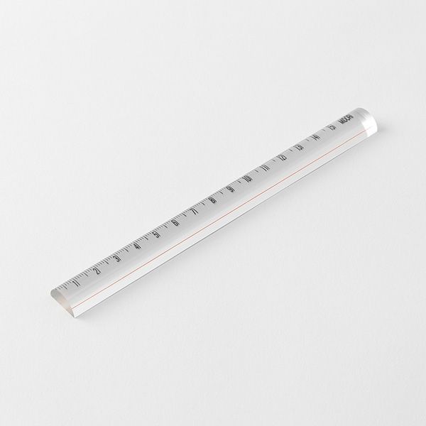 Midori-Regla con lente de aumento<15 cm> Transparente