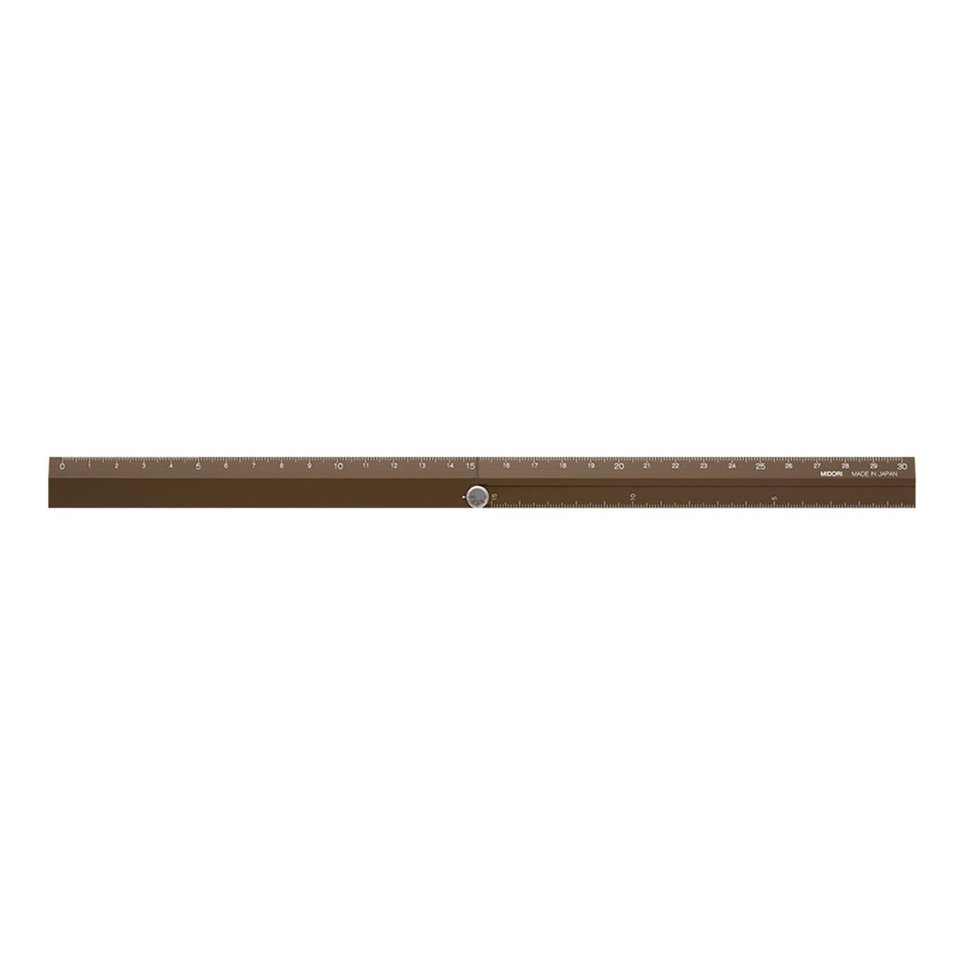 Midori-Regla plegable de aluminio (30 cm) marrón metalizado