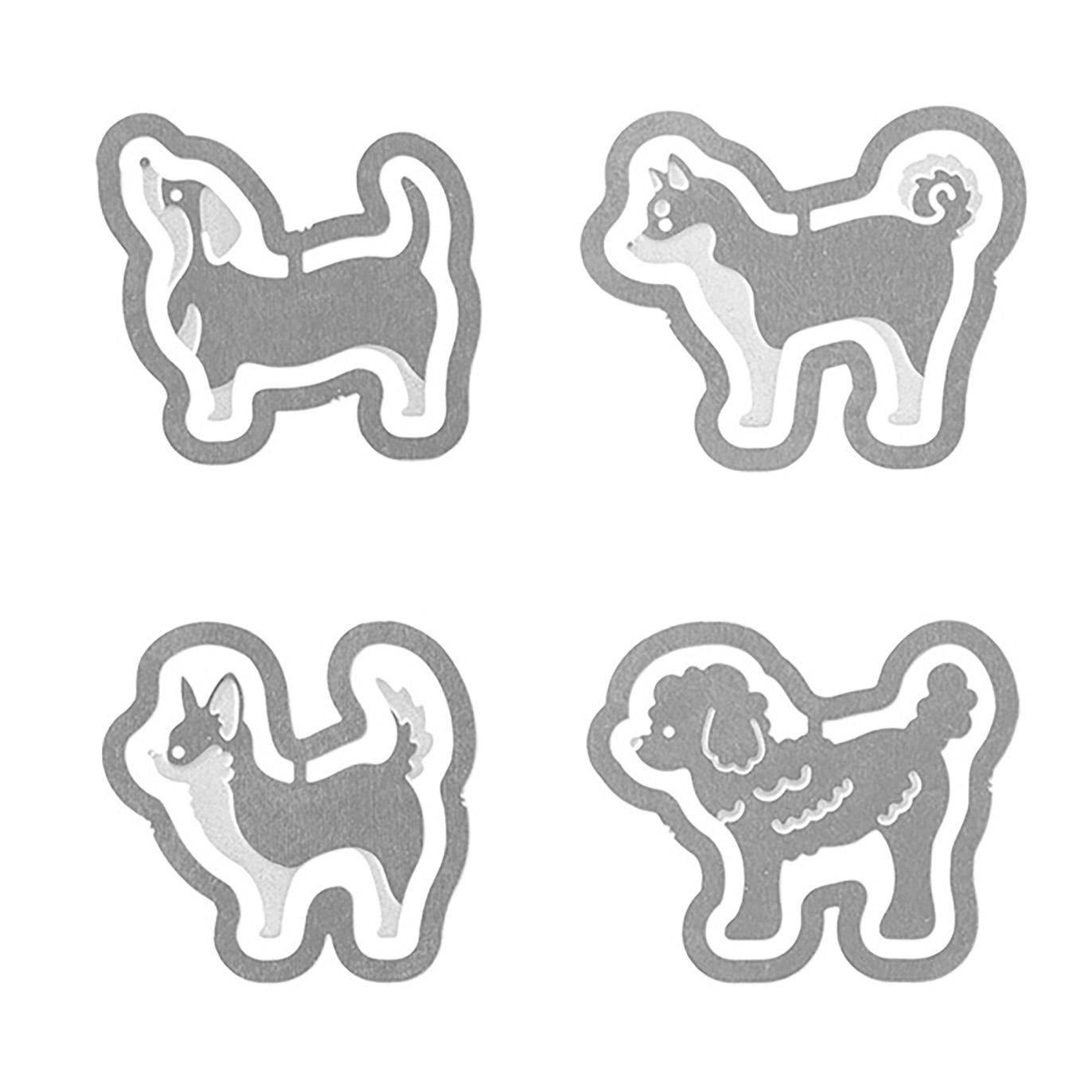 Midori-Clips metálicos troquelados con forma de perros.
