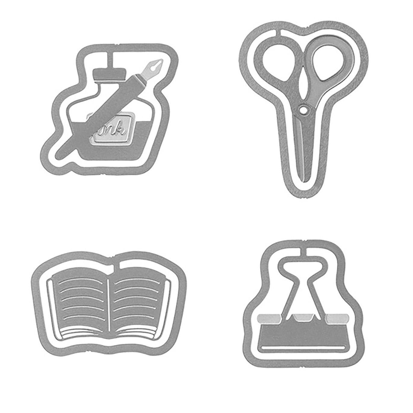 Midori-Clips metálicos troquelados con forma de objetos de escritorio.