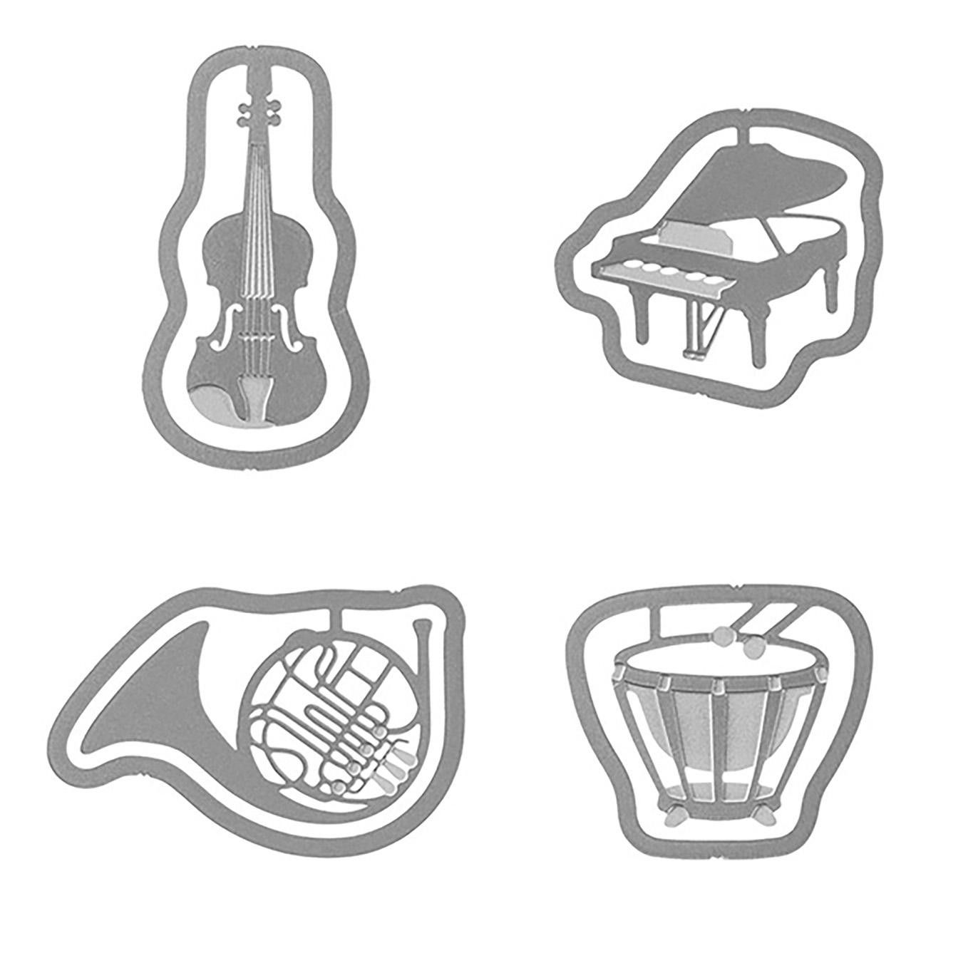 Midori-Clips metálicos troquelados con forma de instrumentos musicales.