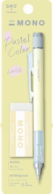 Tombow-Portaminas MONO 0,5mm. Con goma. Cream Yellow.