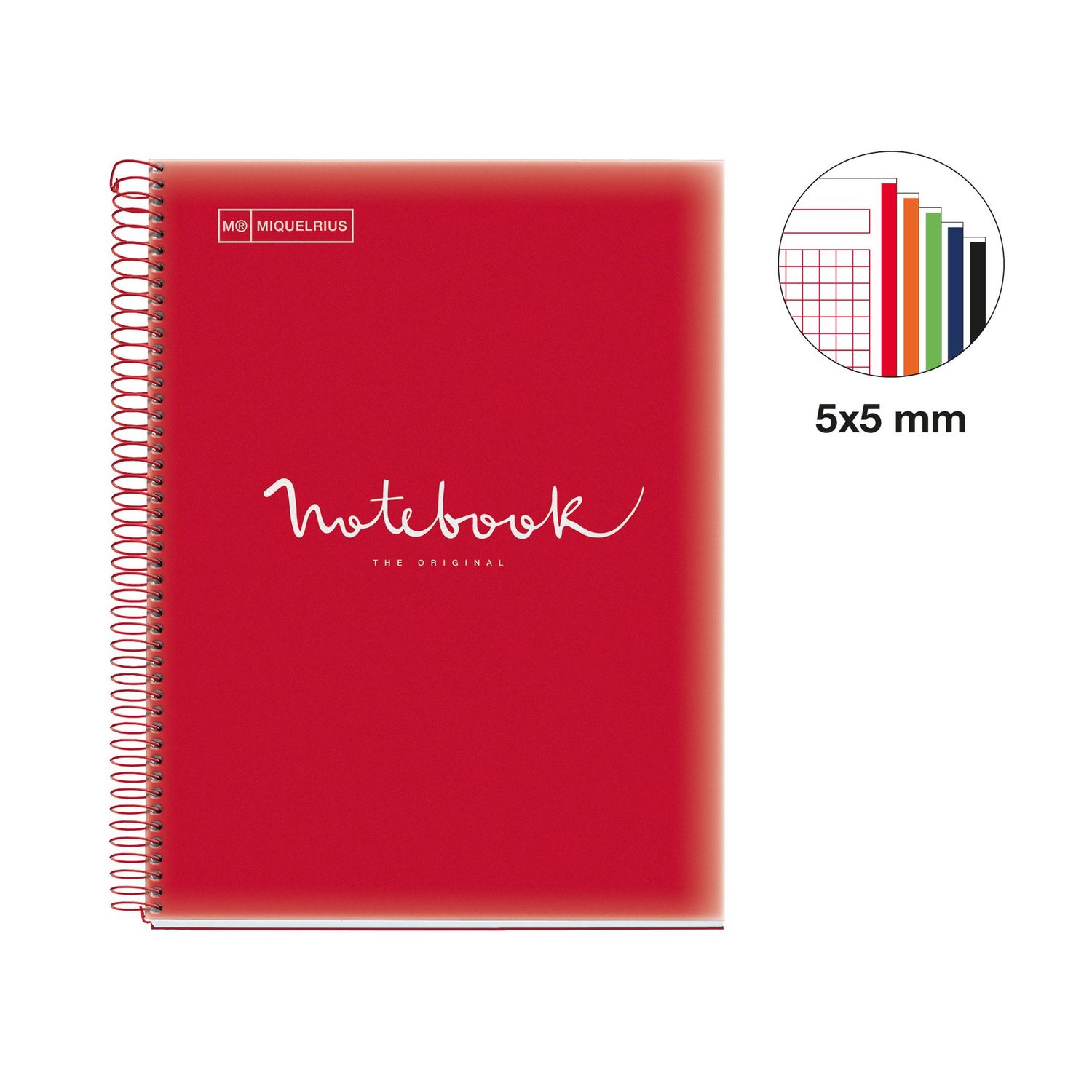 Cuaderno Tapa Blanda A4 Cuadrícula 120 Hojas Emotions Miquelrius Rojo