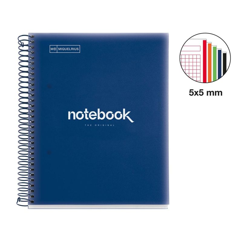 Cuaderno Tapa Blanda A5 Cuadrícula 120 Hojas Emotions Miquelrius Marino