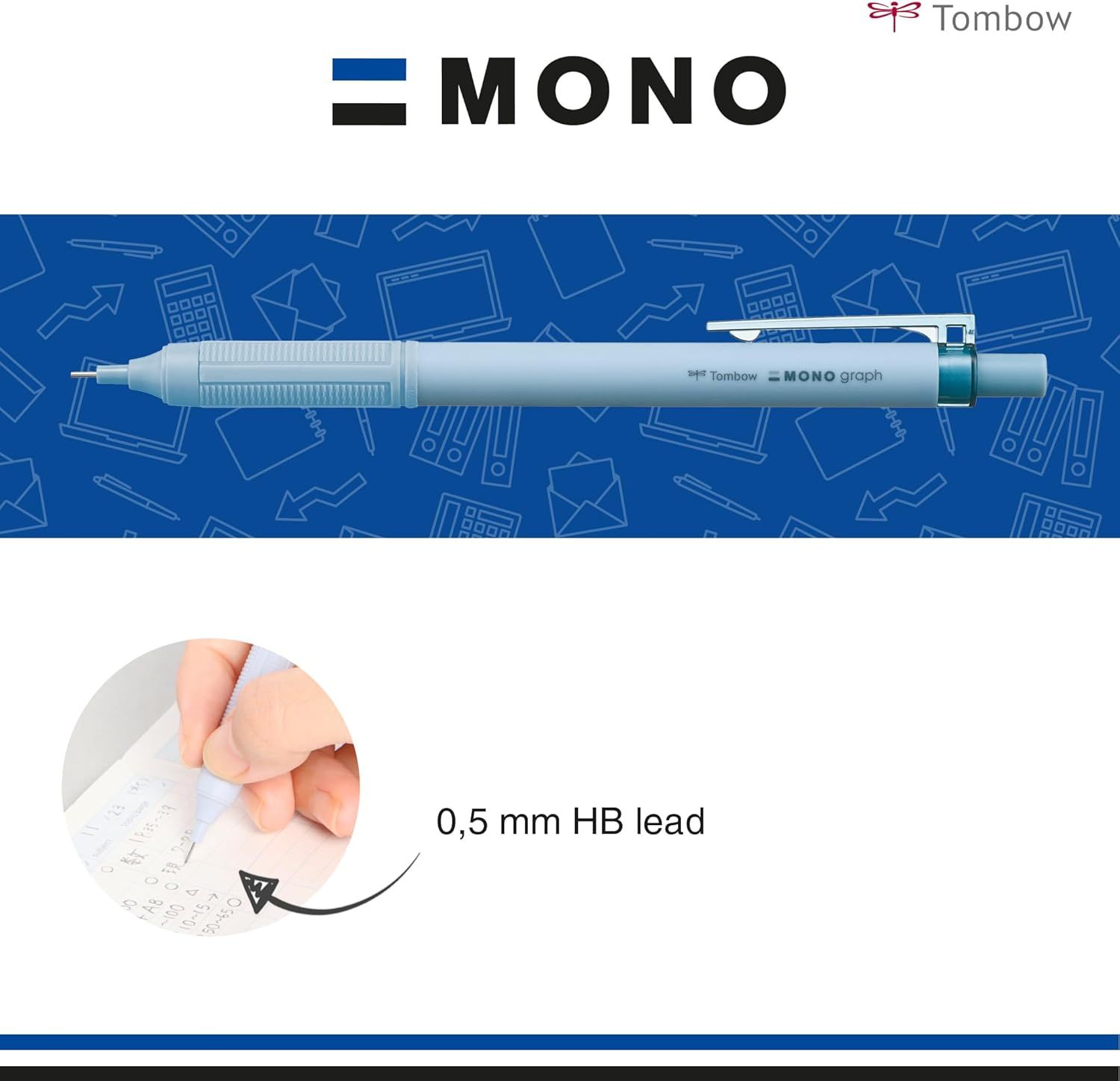 Tombow-Portaminas Mono Graph Smokey Color azul